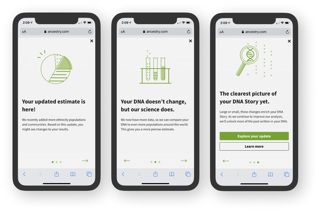 Ancestry DNA Story, results updated feature