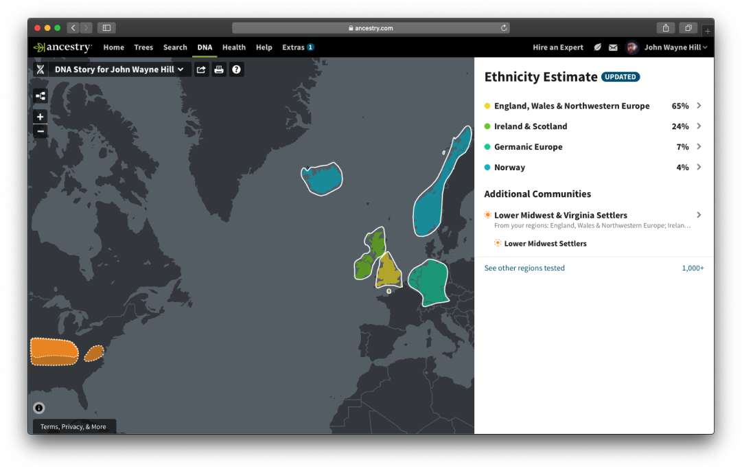 Ancestry DNA Story on desktop web