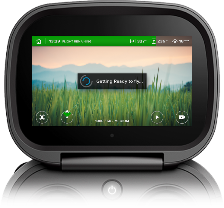Flight HUD showing that the drone is getting ready to start