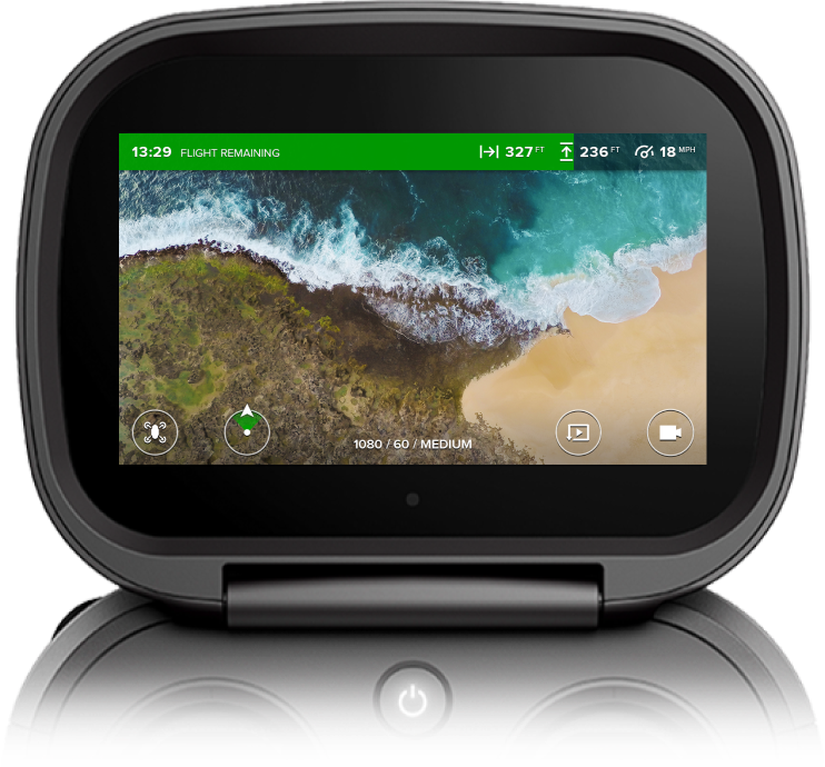 Flight HUD for drone, shown on the controller