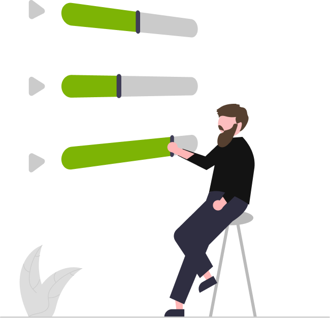 illustration of a man moving bars on a screen