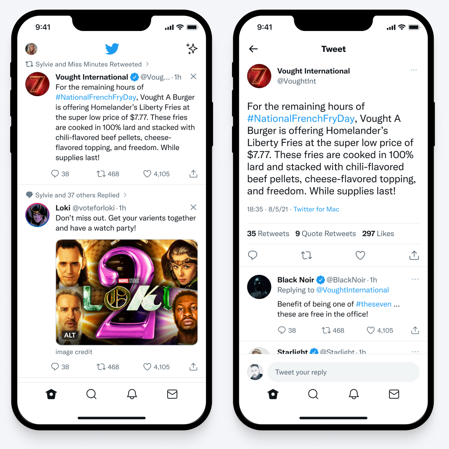 twitter app for iOS with showing the twitter home timeline and tweet details