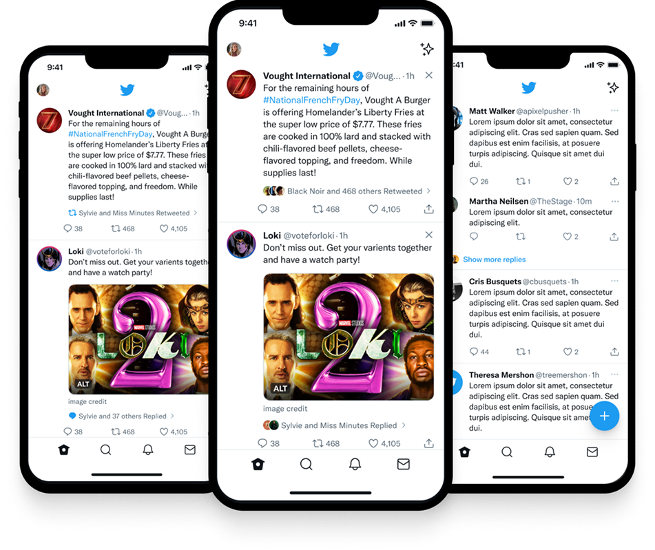 Twitter app with updated designs for Home and Tweet Details