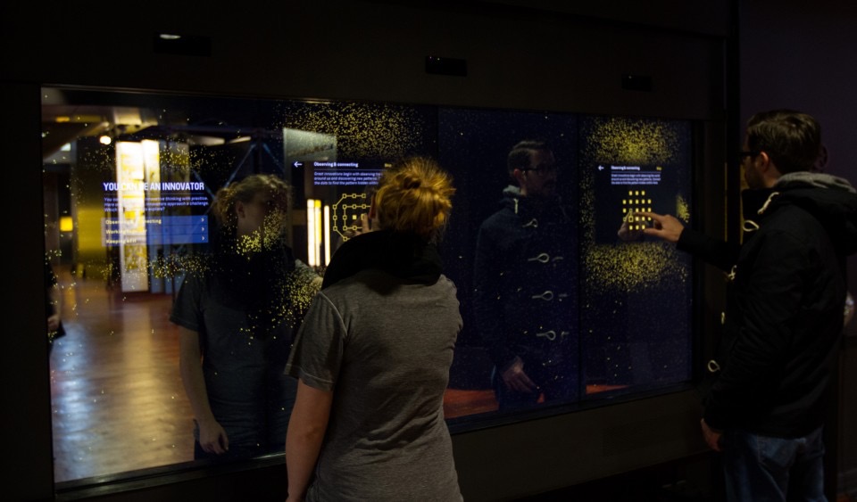 Visitors interacting with the Mohai Launchpad exhibit