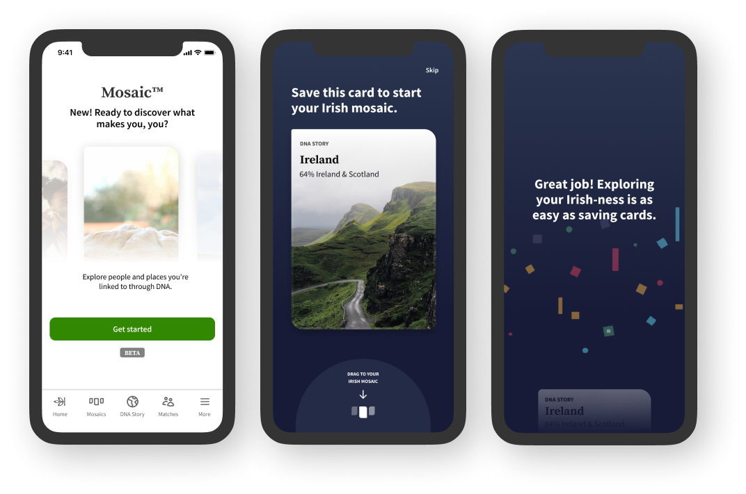 Ancestry Mosaic user Onboarding.