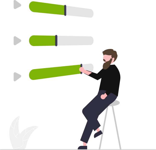 illustration of a man moving bars on a screen