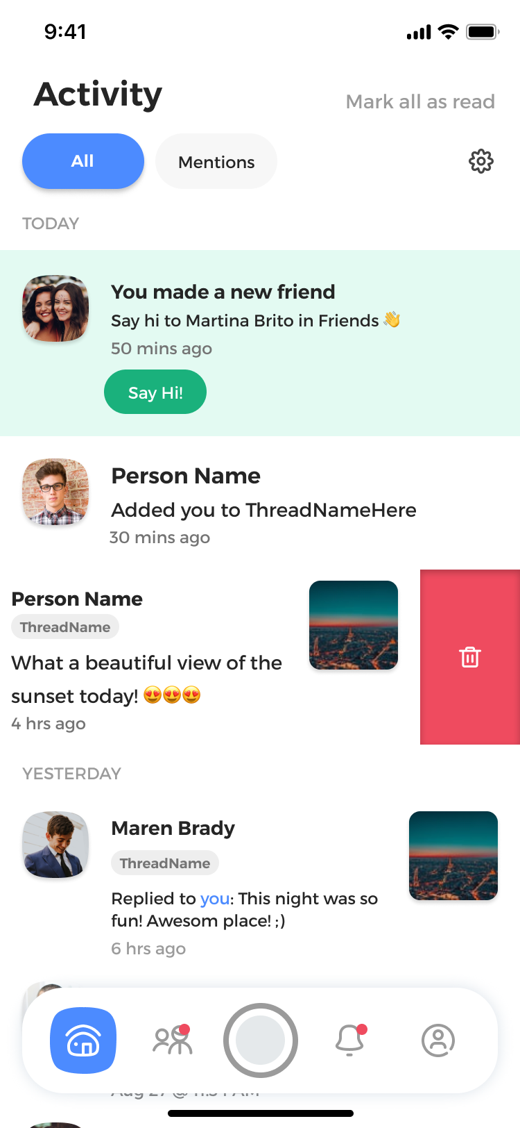 Screens showing user onboarding for the True app.