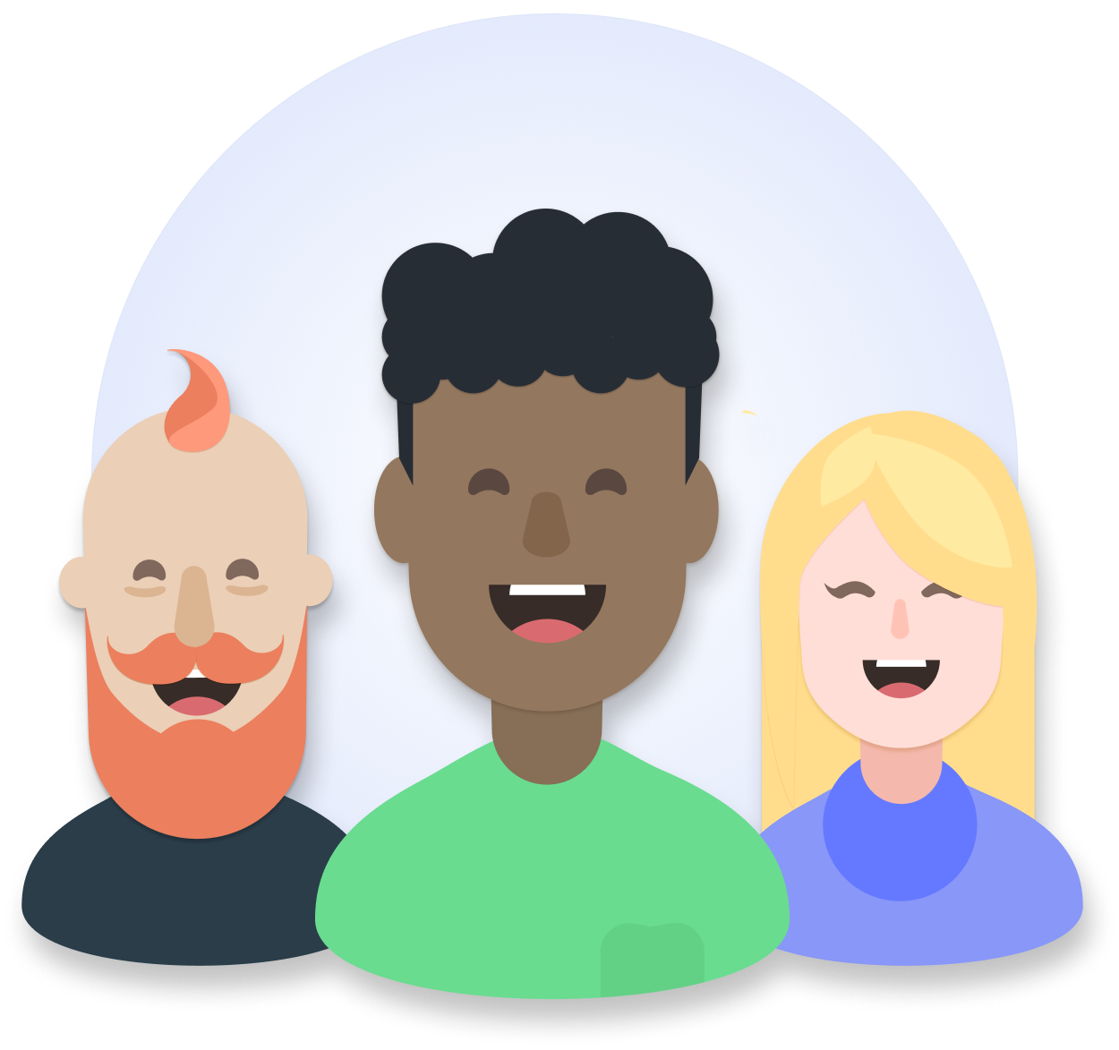 illustration of 3 diverse people within a circle