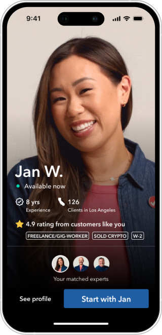 TurboTax Full Service expert profile detail screen