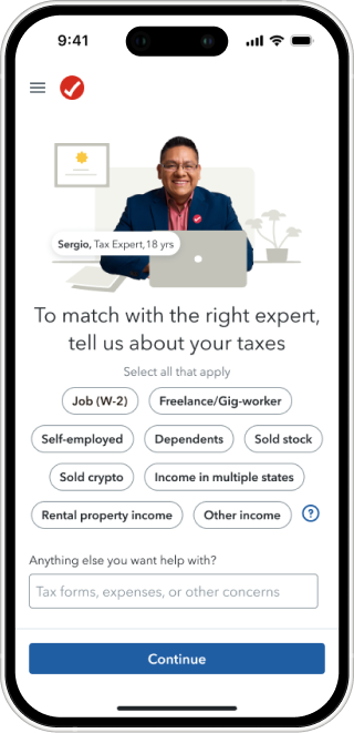 TurboTax Full Service recommended experts screen