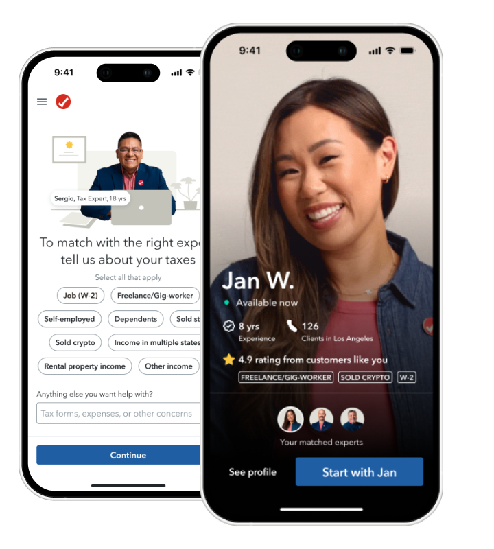 TurboTax Full Service expert shopping experience on iOS