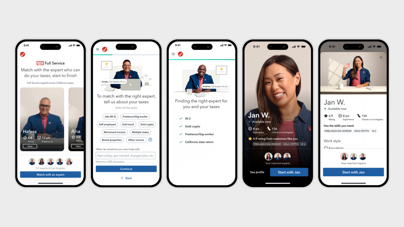 TurboTax Full Service intro screens showing the expert as the product