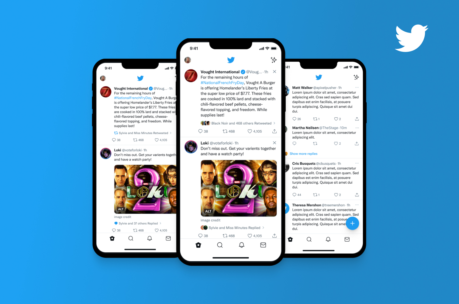 Twitter app with updated designs