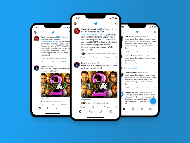 Twitter app with updated designs for the Home timeline