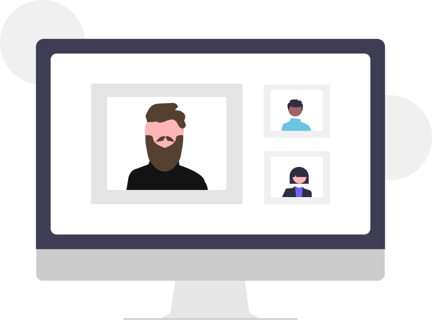 illustration showing a person on video call giving a presentation